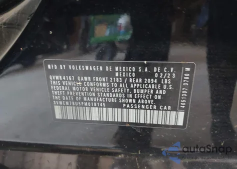 2023 Volkswagen Jetta 1.5T Se z USA, uszkodzony, nr VIN 3VWEM7BU5PM018145